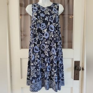 Loft sleeveless blue floral dress
